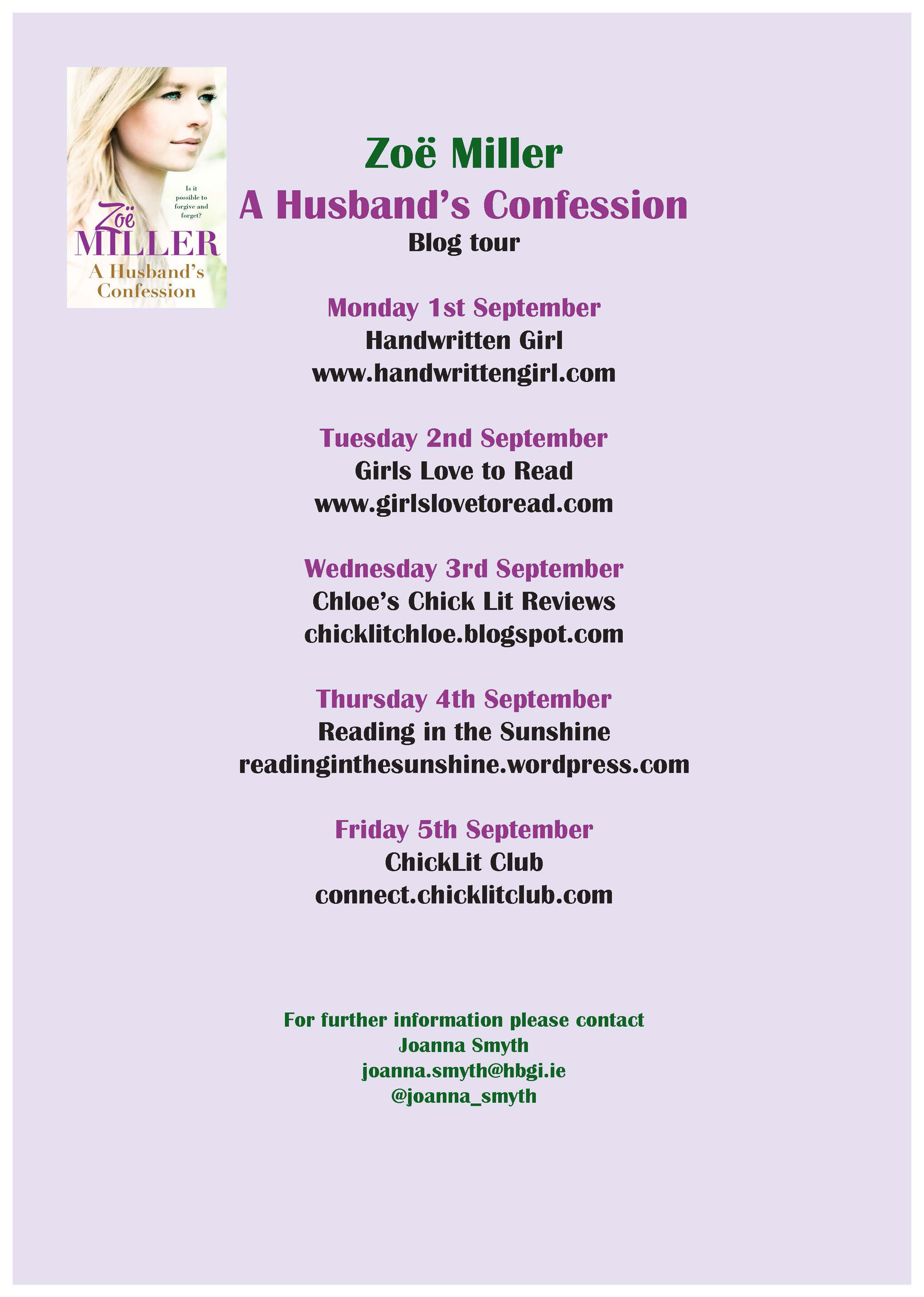 The Husband's Confession Book Tour